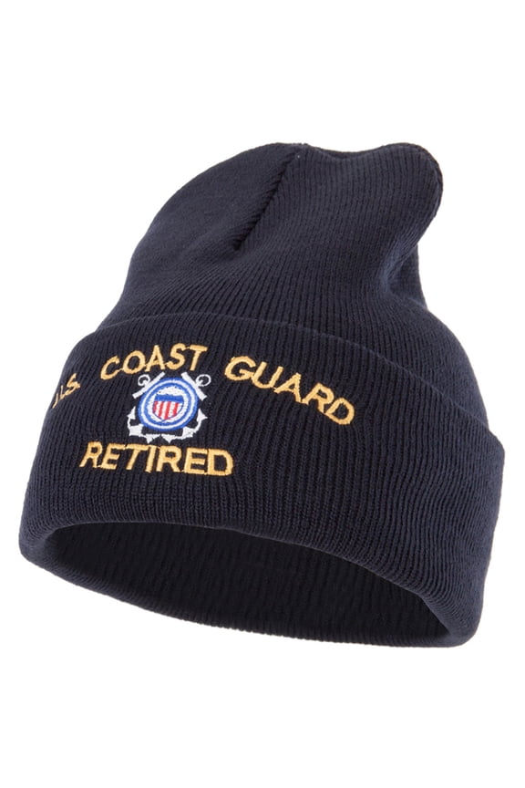 US Coast Guard Retired Embroidered Long Beanie - Navy OSFM