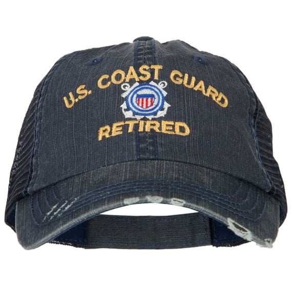US Coast Guard Retired Embroidered Low Profile Cotton Mesh Cap - Navy OSFM