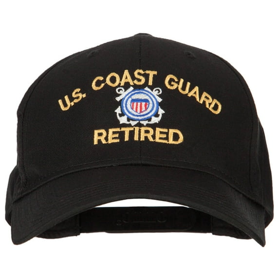 US Coast Guard Retired Logo Embroidered Solid Cotton Pro Style Cap - Black OSFM