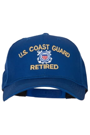 US Coast Guard Retired Logo Embroidered Solid Cotton Pro Style Cap - Royal OSFM