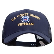 US Coast Guard Veteran Embroidered Big Size Solid Cotton Twill High Profile Mesh Prostyle Cap - Navy XL-3XL