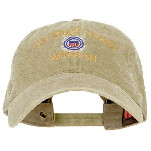 US Coast Guard Veteran Embroidered Washed Cap - Khaki OSFM