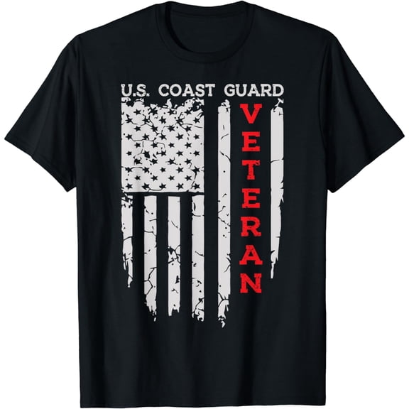 US Coast Guard Veteran USCG American Flag T-Shirt