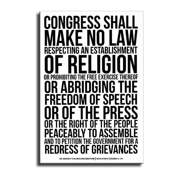US Constitution Poster, First Amendment Bill of Rights Canvas Wall Art for Home, Office, and Classroom Decor