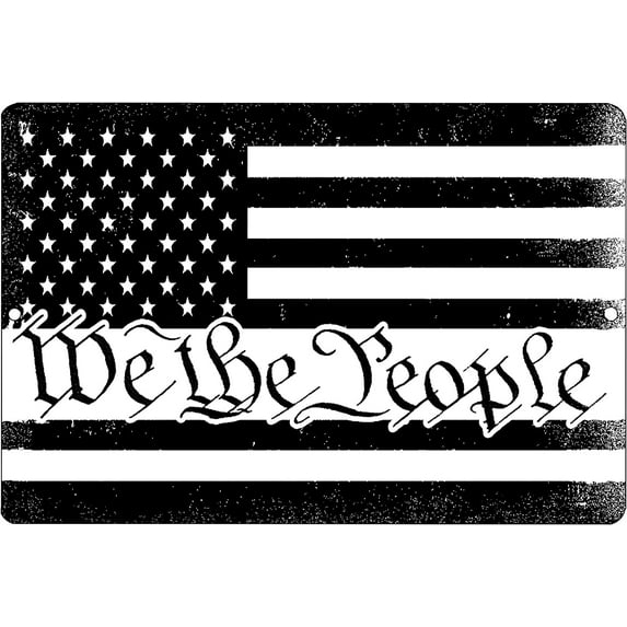 US Constitution We The People Tattered Flag Metal Tin Sign Wall Décor Man Cave Bar USA United States Flag