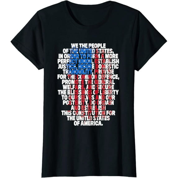 US Constitution We The People With Vintage Flag T-Shirt