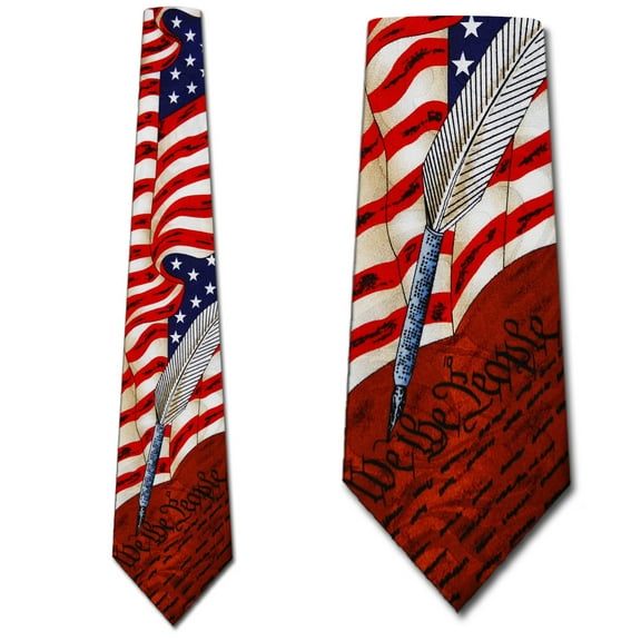 US Constitution with Flag Necktie Mens Tie by Stev