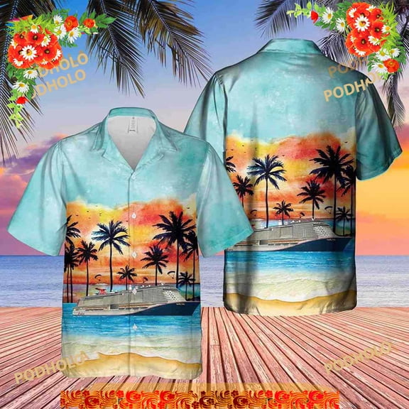 US Cruise Tropical Palm Tree Sunset Hawaiian Shirt