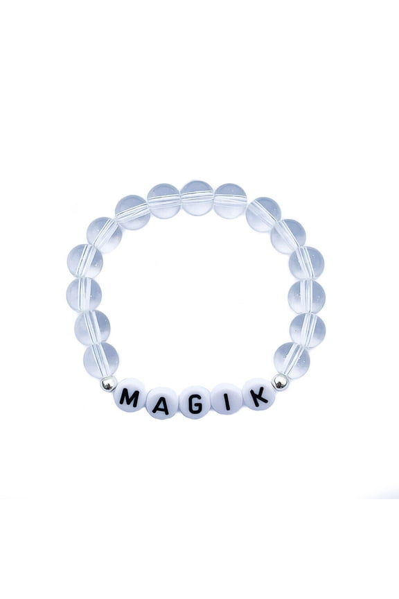 US Custom Name Bracelet Faux Pearl Jade Crystal Beaded Stackable Mama Bracelet