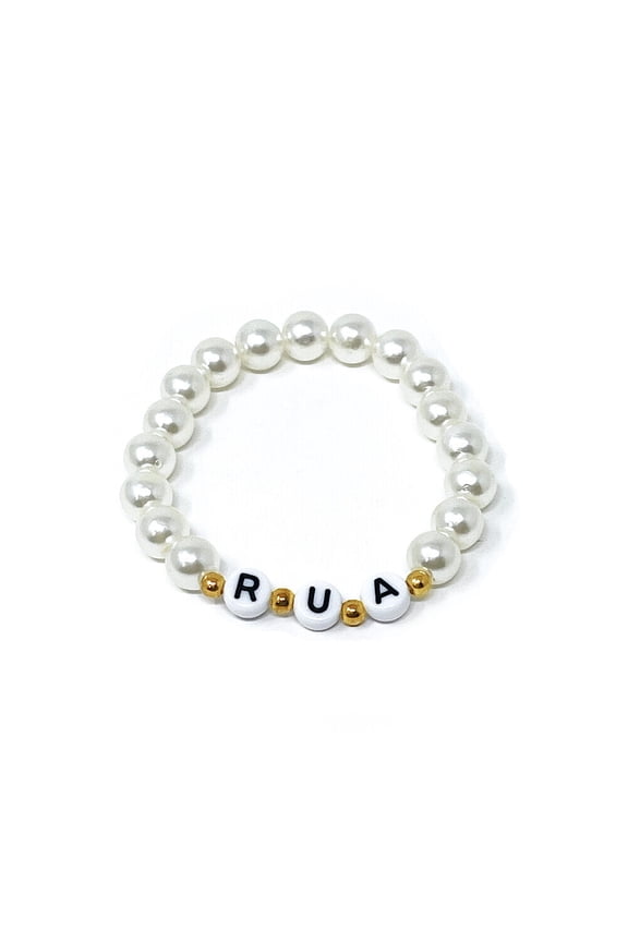 US Custom Name Bracelet Faux Pearl Jade Crystal Beaded Stackable Mama Bracelet