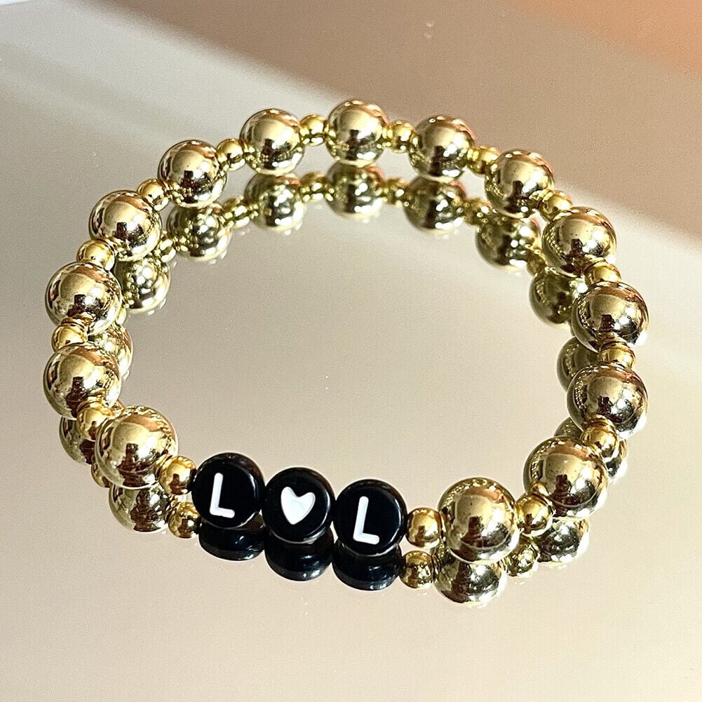 US Custom Name Bracelet Gold/Silver Beaded Stackable Mama Bracelet