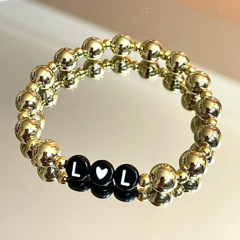 US Custom Name Bracelet Gold/Silver Beaded Stackable Mama Bracelet