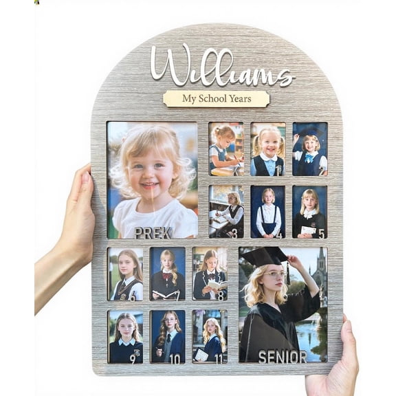 US Custom School Picture Frame Pre-K to 12, Personalized Wooden School Years Photo Frame K-12 & Collage Frame,Graduation Picture Frame,Graduation Gifts & Decor