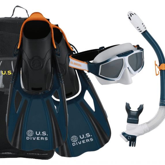 US Divers Avila/Mantis Adult Snorkel Set Navy/Orange S/M