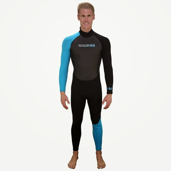 US Divers Mercury Adult Full Wetsuit Black/Turquoise, Size Small