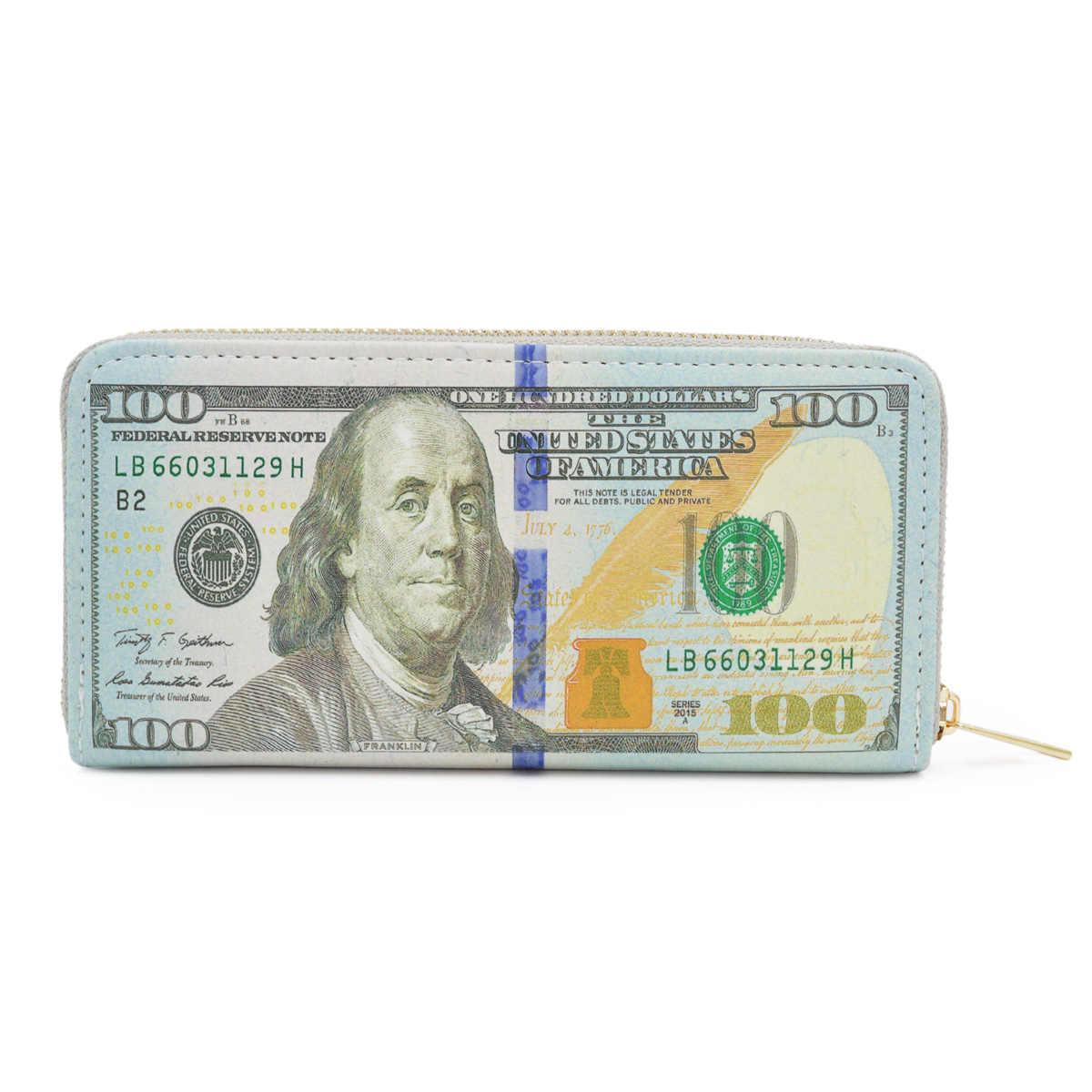 Men's US Dollar Bill Pattern Bifold Wallet - Dark Brown PU Leather With RFID Blocking & Card Slots