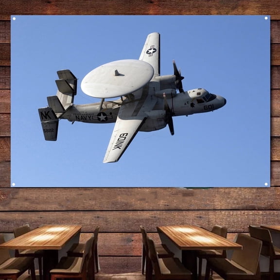 US E-2C Hawkeye early warning aircraft Fighter Wall Decor Tapestry - 38" x 57" Attack Aircraft Canvas Print Art Poster - Air Force Banner Wall Hanging Flag - Aviation Military Artwork For Army Fans