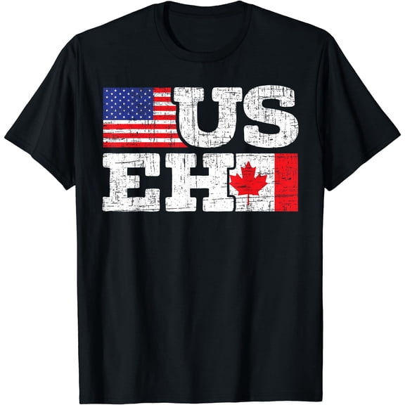US EH Canada America Flag Maple Leaf Proud Canuck Roots T-Shirt, Unisex T-Shirt