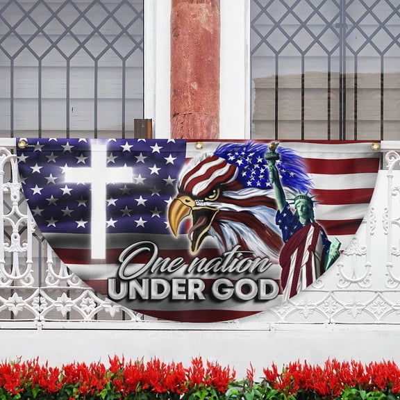 US Eagle Cross Freedom One Nation Under God Fan Flag 18x36in