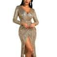 thumbnail image 1 of US Elegant Women Shiny Sequin Maxi Long Cocktail Dress Evening Party Gown Dress, 1 of 6