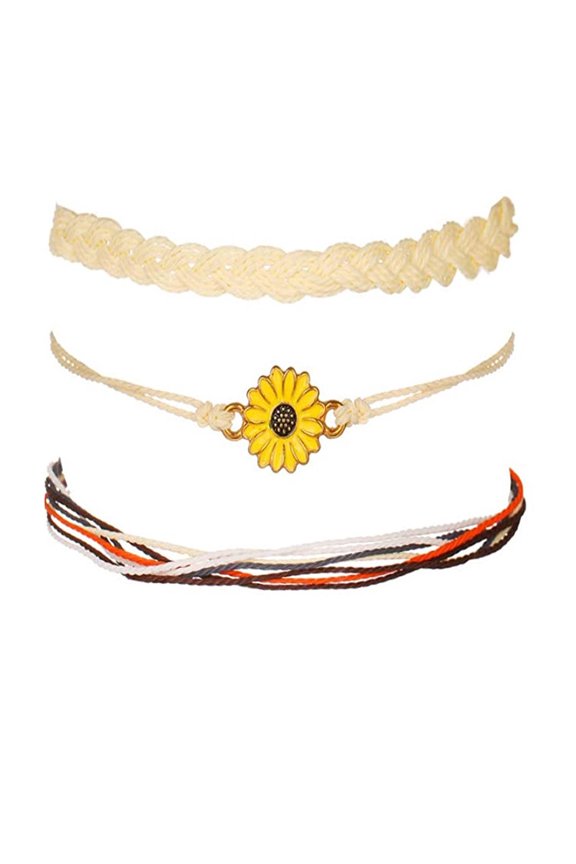 Bracelet Braided Compass Steel Gold INS Surf Lucky/Off-white chrysanthemum three-piece set 104