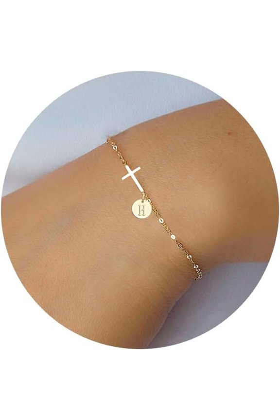 Bracelet Cross Letter Disc Copper Unisex/H