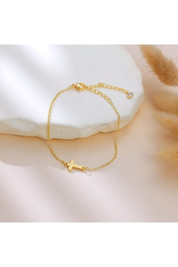 Bracelet Cross Zircon Silver Communion Bless Gift/gold cross bracelet