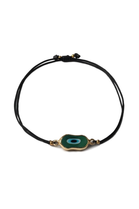Bracelet Evil Eye Black Rope Adjustable Irregular Fortune/Irregular dark green