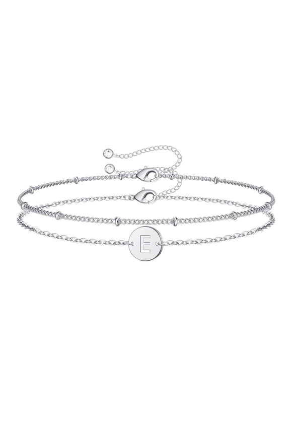 Bracelet Letter Disc Copper Retro/Steel color double layer