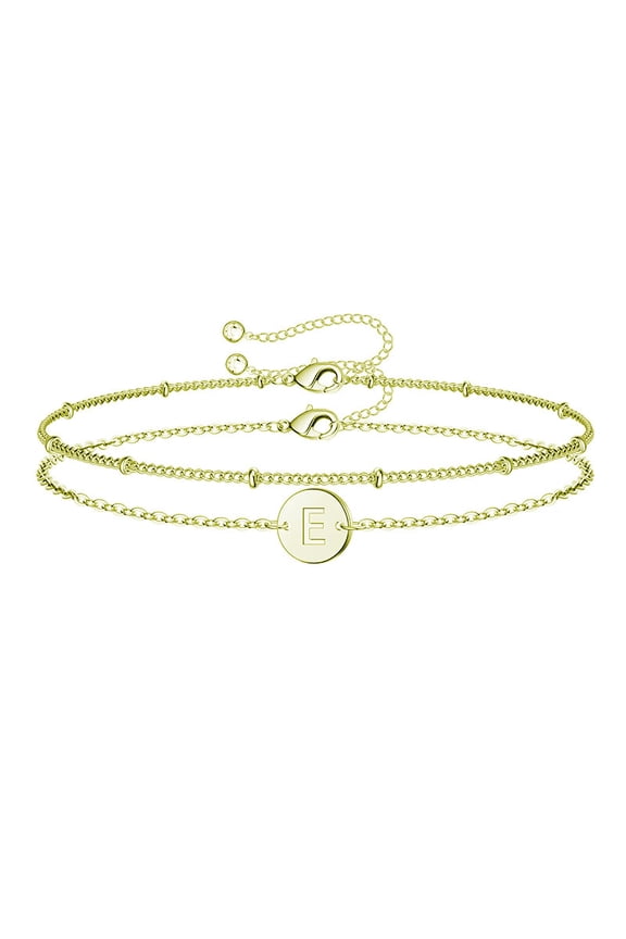 Bracelet Letter Disc Copper Retro/golden double layer