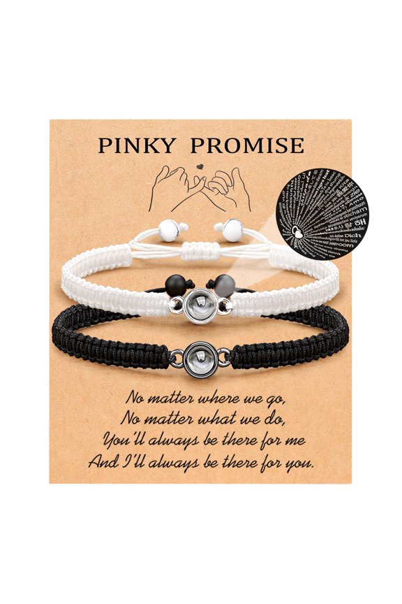 Bracelet Projection Stone Braided Couple 100 Language Love Gift/Set + Beautiful Promise Card