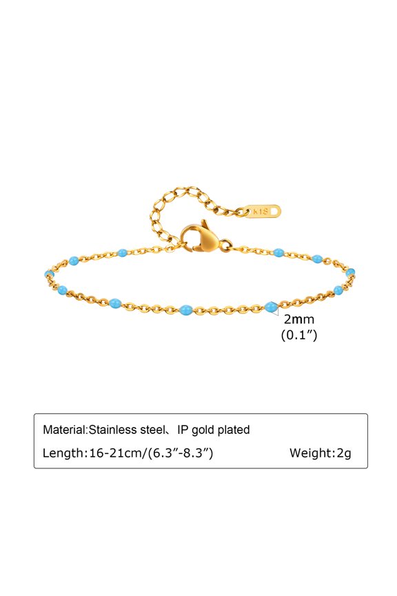 Bracelet Rice Bead Steel Gold Bohemian Mint Green Lucky/BR-2065G-1