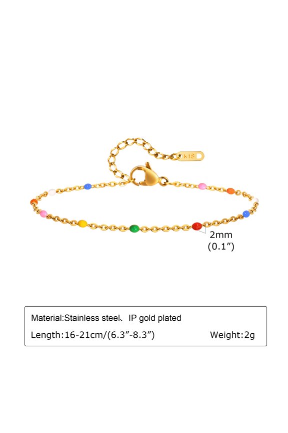 Bracelet Rice Bead Steel Gold Bohemian Mint Green Lucky/BR-2065G-2