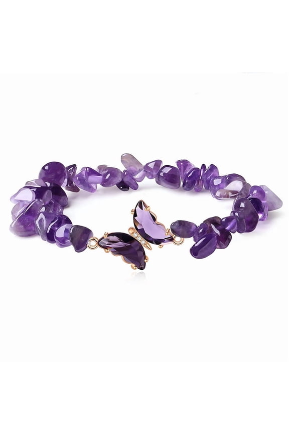 Bracelet Set 5*8mm Stone Butterfly Agate Amethyst Lucky/Amethyst Gravel Butterfly Single Layer