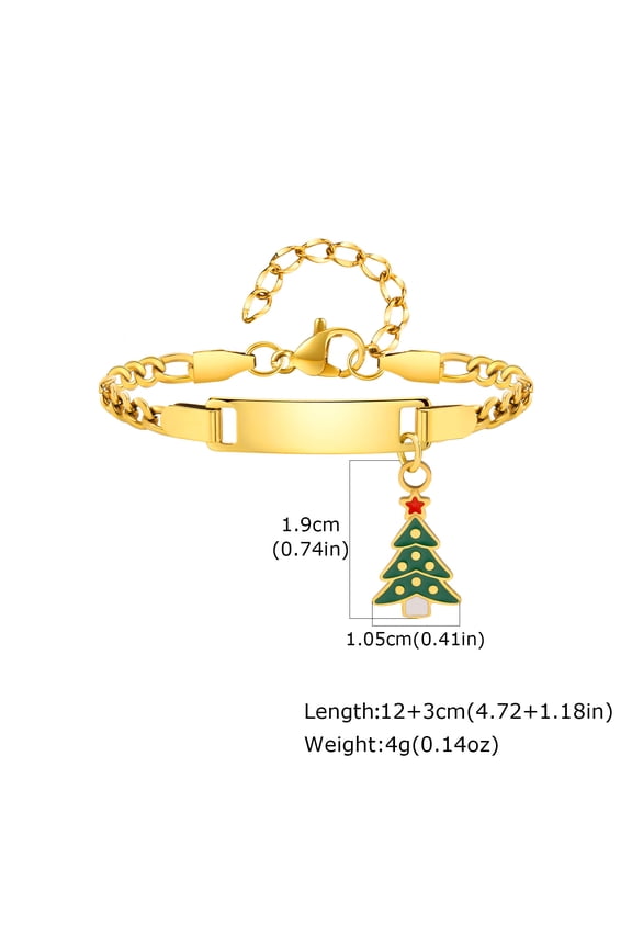 Bracelet Steel Christmas Tree Disc Kids/BR-798G27