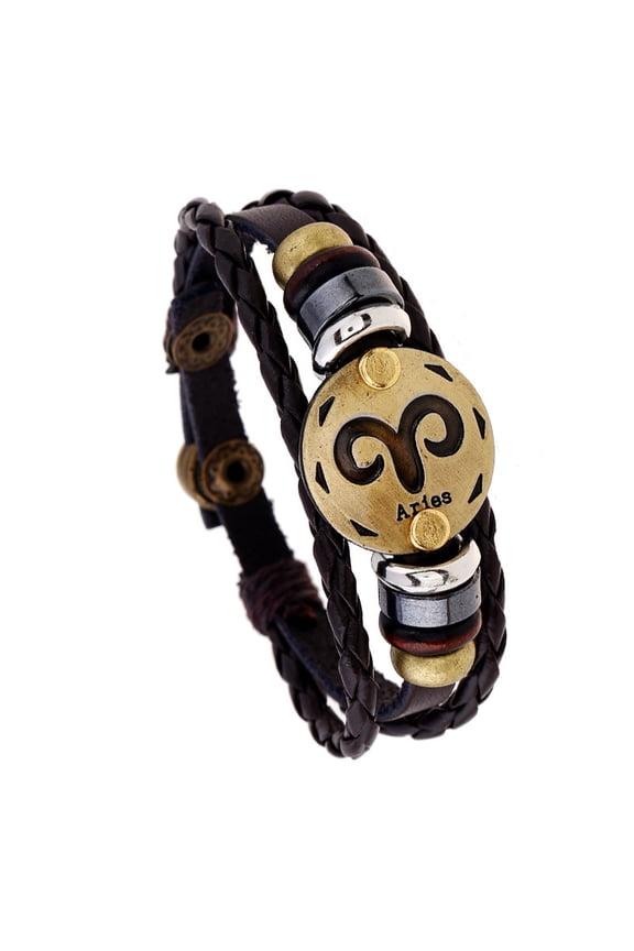Bracelet Zodiac Leather Braided Men Retro/Aries