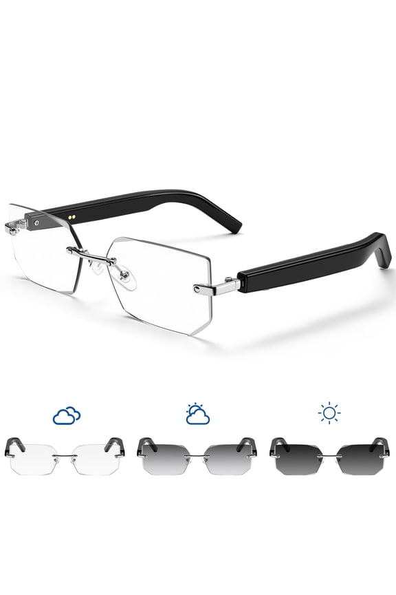 Business Rimless Glasses M10G Diamond Cut Bluetooth Call Music Use