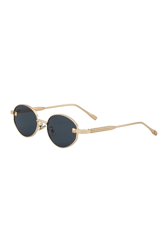 DG-98376 Oval Sunglasses for Women: Metallic Temple Arms, Trendy UV Protection, Premium Style