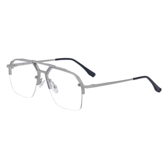 US Exclusive KSL-98341 Men's Sunglasses - Double Bridge Semi-Rimless, Retro Large Frame & High-End Sun-Protective