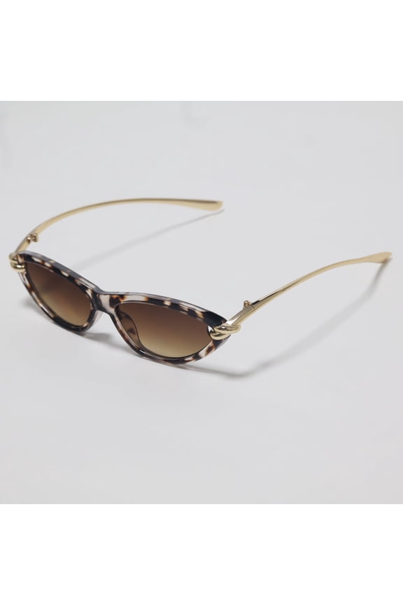 LJ-9697 Women's Cat-Eye Sunglasses - European & American Fashion, Metal Temples, Trendy Hollow Design, Premium Sunglasses