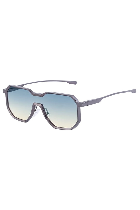 ZS-98145 Steampunk Sunglasses, Irregular Design, Full Metal Frame, One-Piece Style, Men's Driving Eyewear, UV Protection, Fashionable & Durable
