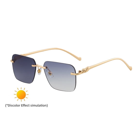 US Exclusive ZX-3080 Women's Sunglasses - European & American Fashion, Square Rimless, Photochromic, Trendy, Sun Protection