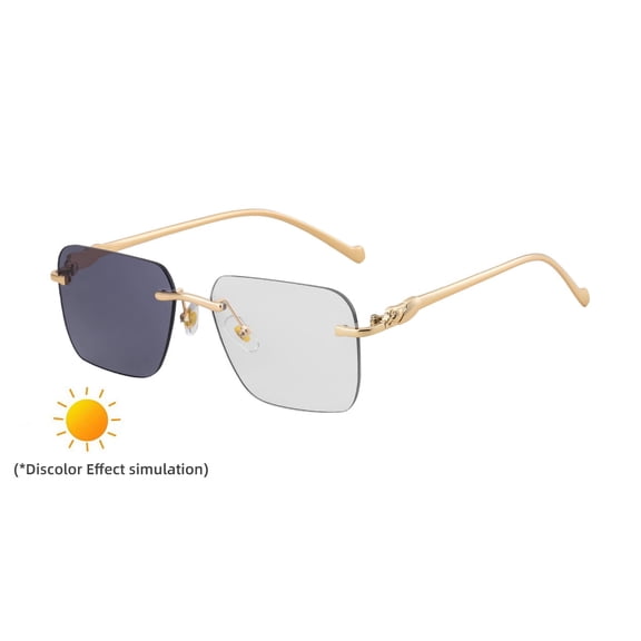 US Exclusive ZX-3080 Women's Sunglasses - European & American Fashion, Square Rimless, Photochromic, Trendy, Sun Protection