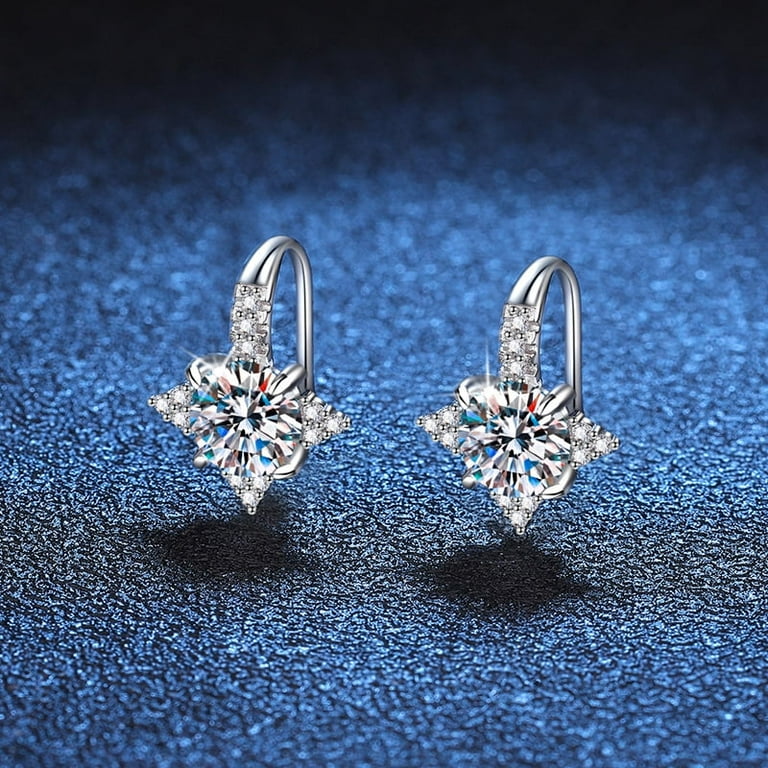 US Exclusive S925 Sterling Silver Earrings Moissanite
