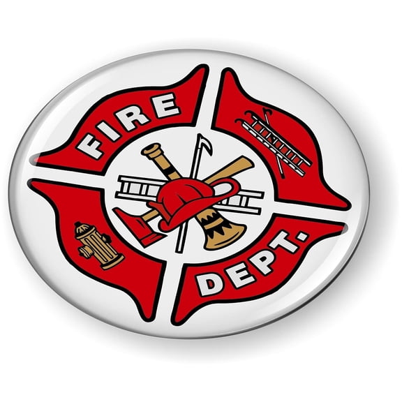 BestLicensePlateFrames US Fire Department 3D Domed Car Emblem Badge Sticker, Flexible Round Design