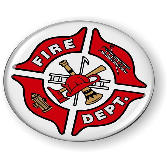 US Fire Department 3D Domed CAR Emblem Badge Sticker Flexible Round