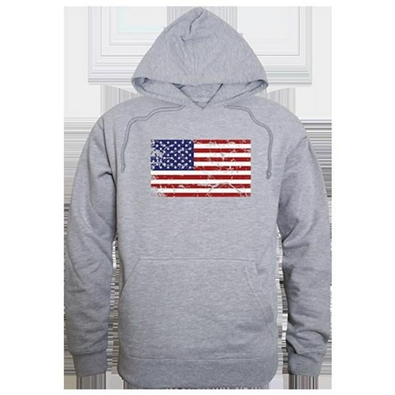 US Flag 2 Graphic Pullover Sweatshirt, Heather Grey - Large