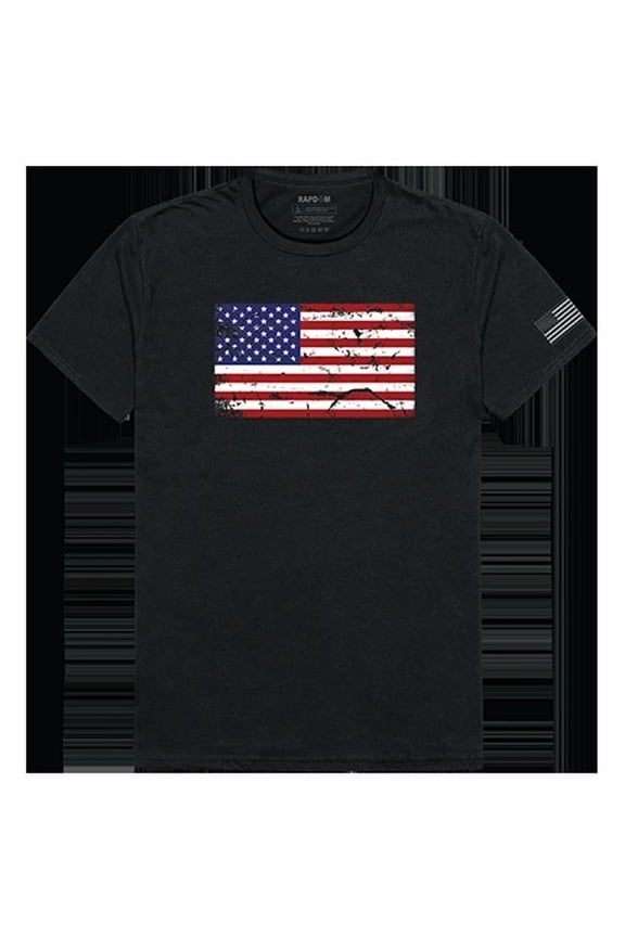 US Flag 2 Tactical Graphic T-shirt, Black - Small