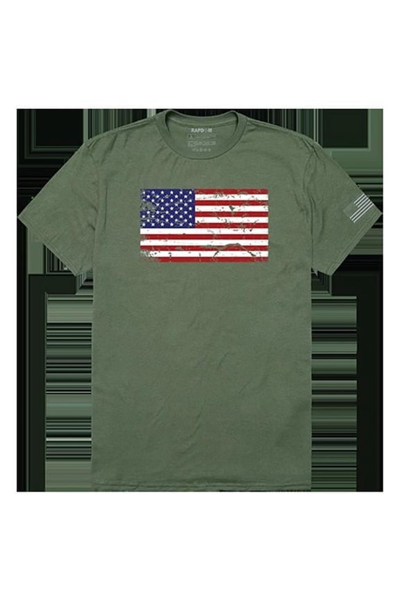 US Flag 2 Tactical Graphic T-shirt, Olive - Small