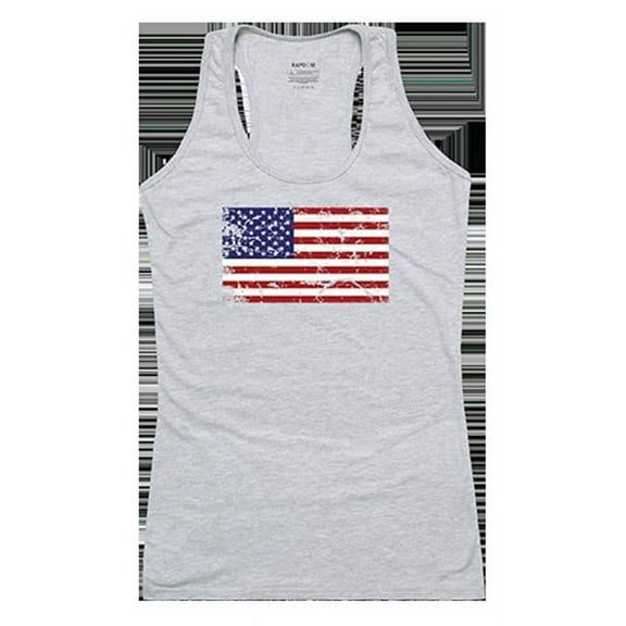 US Flag 2 Women Graphic Tank Top, Heather Grey - Extra Large